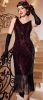 Adult Female Costumes to Hire - GATSBY DRESS - black & maroon - SMALL